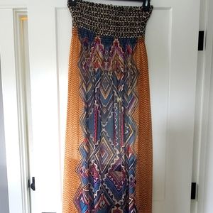 Tribal smocked maxi dress